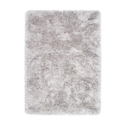 Silver Shaggy Rug, Anti-Shed Plain Rug, Modern Luxurious Rug For Bedroom, Living Room, & Dining Room-120Cm X 170Cm - image 1