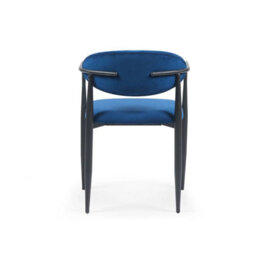 Liam Set Of 2 Dark Navy Velvet Dining Chairs With Black Metal Frame - thumbnail 3