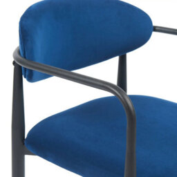 Liam Set Of 2 Dark Navy Velvet Dining Chairs With Black Metal Frame - thumbnail 4