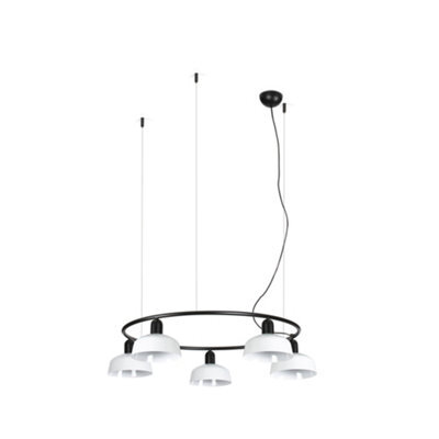 Luminosa Lighting Luminosa Tatawin Small Pendant Ceiling Light Black, Gloss White 5X E27 - image 1