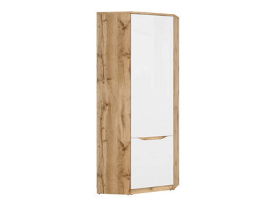 Arte Nuis 78X78 Cm Corner Wardrobe With White Gloss And Oak Wotan Finish - image 1
