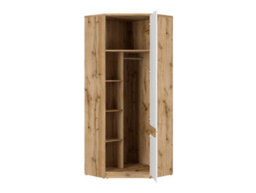 Arte Nuis 78X78 Cm Corner Wardrobe With White Gloss And Oak Wotan Finish - thumbnail 4