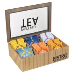 Urbn-Living Urbnliving 24Cm Width Wooden Tea Storage Box 6 Section Compartments Organizer Display With Clear Lid - thumbnail 3