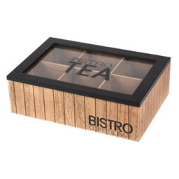 Urbn-Living Urbnliving 24Cm Width Wooden Tea Storage Box 6 Section Compartments Organizer Display With Clear Lid - thumbnail 2