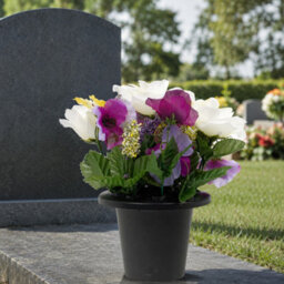 Urbn-Living Purple Pansy & Rose Set Of 1 Artificial Silk Flower Grave Pot Memorial Arrangement Graveside Cemetery - thumbnail 5
