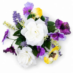 Urbn-Living Purple Pansy & Rose Set Of 1 Artificial Silk Flower Grave Pot Memorial Arrangement Graveside Cemetery - thumbnail 8