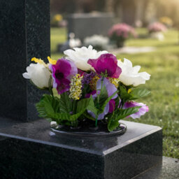 Urbn-Living Purple Pansy & Rose Set Of 1 Artificial Silk Flower Grave Pot Memorial Arrangement Graveside Cemetery - thumbnail 6