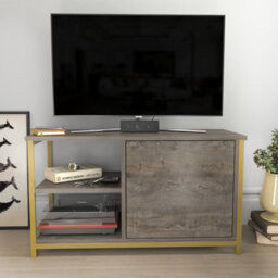 Decorotika Muskegon Tv Stand Tv Unit For Tv's Up To 63 Inch Gold Wenge