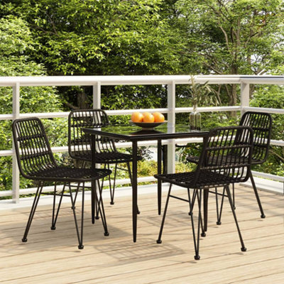 Berkfield 5 Piece Garden Dining Set Black Poly Rattan - image 1