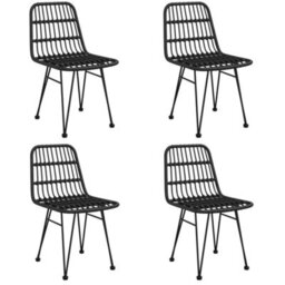 Berkfield 5 Piece Garden Dining Set Black Poly Rattan - thumbnail 4