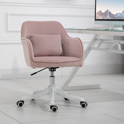 Vinsetto Velvet-Feel Tub Office Chair W/ Massage Pillow Adjustable Height Pink - image 1