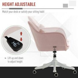 Vinsetto Velvet-Feel Tub Office Chair W/ Massage Pillow Adjustable Height Pink - thumbnail 6