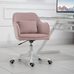 Vinsetto Velvet-Feel Tub Office Chair W/ Massage Pillow Adjustable Height Pink