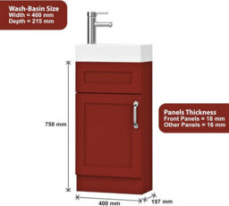 Belofay 400mm Bathroom Vanity Units With Basin With White Ceramic Bathroom Sink Soft Close Hinges & 1 Tap Hole (Crawley Terracota) - thumbnail 2
