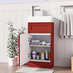 Belofay 400mm Bathroom Vanity Units With Basin With White Ceramic Bathroom Sink Soft Close Hinges & 1 Tap Hole (Crawley Terracota) - thumbnail 5