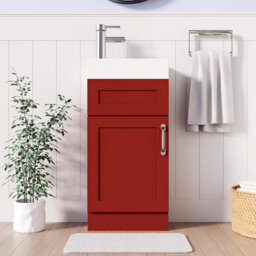 Belofay 400mm Bathroom Vanity Units With Basin With White Ceramic Bathroom Sink Soft Close Hinges & 1 Tap Hole (Crawley Terracota) - thumbnail 7