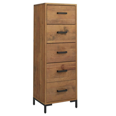 Berkfield Industrial Chest Of Drawers 42X35X110 Cm Solid Pinewood