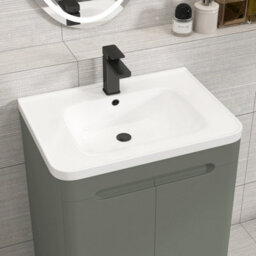Royal Bathrooms Venice 600mm Matt Nocturne Black Floor Standing Vanity Unit 2 Door With Ceramic Basin - thumbnail 6