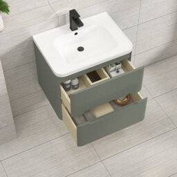 Royal Bathrooms Venice 600mm Matt Nocturne Black Floor Standing Vanity Unit 2 Door With Ceramic Basin - thumbnail 4
