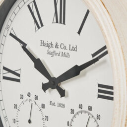Pacific Lifestyle White Washed Gold Effect Brushed Cream Indoor Outdoor Wall Clock - thumbnail 4