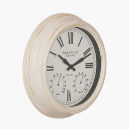 Pacific Lifestyle White Washed Gold Effect Brushed Cream Indoor Outdoor Wall Clock - thumbnail 3