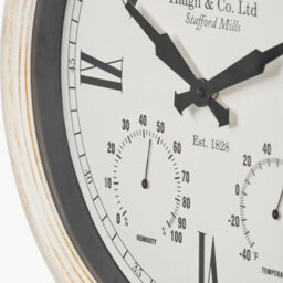Pacific Lifestyle White Washed Gold Effect Brushed Cream Indoor Outdoor Wall Clock - thumbnail 6