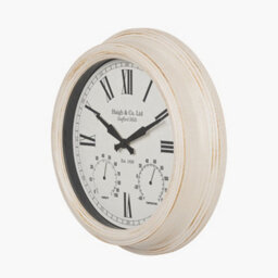 Pacific Lifestyle White Washed Gold Effect Brushed Cream Indoor Outdoor Wall Clock - thumbnail 2