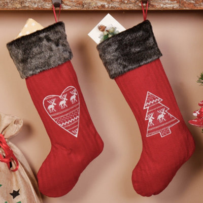 Dibor Pack Of 2 Nordic Heart And Tree Xmas Gift Decoration Christmas Stocking For Kids - image 1