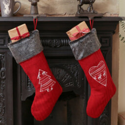 Dibor Pack Of 2 Nordic Heart And Tree Xmas Gift Decoration Christmas Stocking For Kids - thumbnail 3