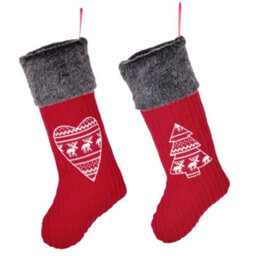Dibor Pack Of 2 Nordic Heart And Tree Xmas Gift Decoration Christmas Stocking For Kids - thumbnail 2