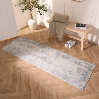 OHS Abstract Rug Washable Carpet Living Room Bedroom Mat, Charcoal - 66 X 200Cm - image 1