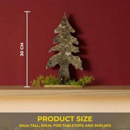 Shatchi 30Cm Christmas Tree Shape Birch Bark Wooden Christmas Table Top Decoration - thumbnail 4