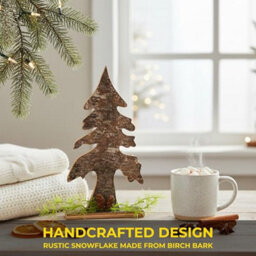 Shatchi 30Cm Christmas Tree Shape Birch Bark Wooden Christmas Table Top Decoration - thumbnail 7