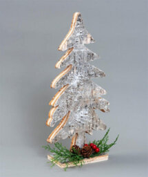 Shatchi 30Cm Christmas Tree Shape Birch Bark Wooden Christmas Table Top Decoration - thumbnail 2