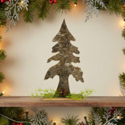 Shatchi 30Cm Christmas Tree Shape Birch Bark Wooden Christmas Table Top Decoration - thumbnail 8