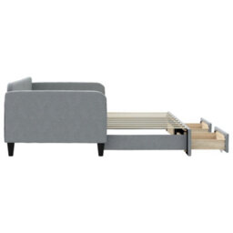 Berkfield Daybed With Trundle And Drawers Light Grey 90X190 Cm Fabric - thumbnail 4