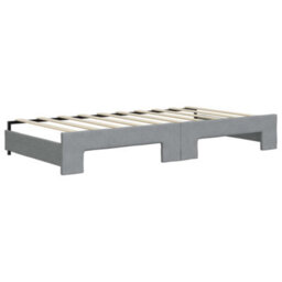 Berkfield Daybed With Trundle And Drawers Light Grey 90X190 Cm Fabric - thumbnail 8