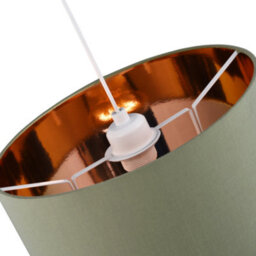 Happy Homewares Olive Green Cotton 14 Table/pendant Lampshade With Shiny Copper Inner - thumbnail 3