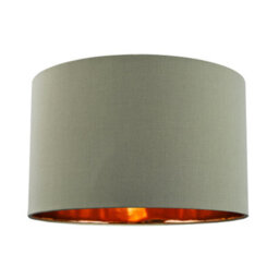 Happy Homewares Olive Green Cotton 14 Table/pendant Lampshade With Shiny Copper Inner