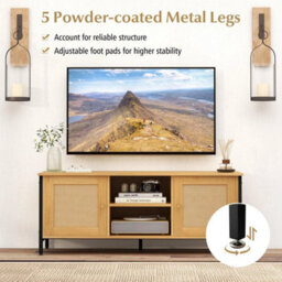 Tv Stand For Tvs Up To 55 Inch Pe Rattan Media Console Table - thumbnail 6