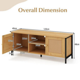 Tv Stand For Tvs Up To 55 Inch Pe Rattan Media Console Table - thumbnail 2