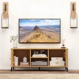 Tv Stand For Tvs Up To 55 Inch Pe Rattan Media Console Table - thumbnail 3