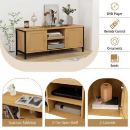 Tv Stand For Tvs Up To 55 Inch Pe Rattan Media Console Table - thumbnail 4