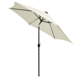Berkfield Parasol With Led Lights And Aluminium Pole 300 Cm Sand White - thumbnail 3
