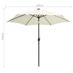 Berkfield Parasol With Led Lights And Aluminium Pole 300 Cm Sand White - thumbnail 6