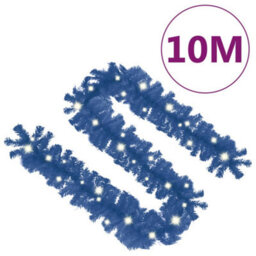 Berkfield Christmas Garland With Led Lights 10 M Blue - thumbnail 7