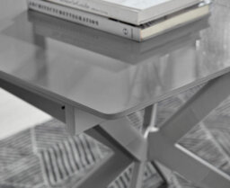 Furniturebox Uk Lira 100Cm Grey Metal Extending Dining Table & 4 Green Pesaro Silver Chairs - thumbnail 4