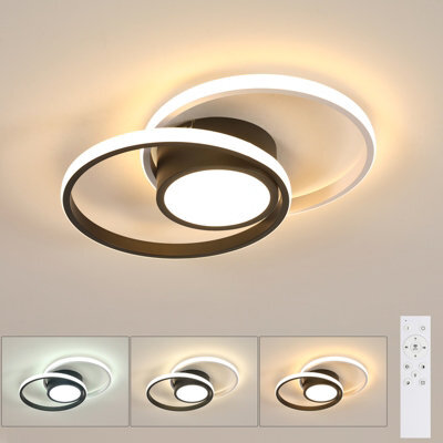 Pheashine Black White Aluminium Led Flush Mount Ceiling Light 40W Stepless Dimmable 3000 6500K Remote For Living Room, Kitchen - image 1
