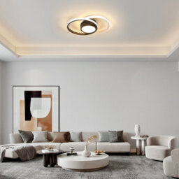 Pheashine Black White Aluminium Led Flush Mount Ceiling Light 40W Stepless Dimmable 3000 6500K Remote For Living Room, Kitchen - thumbnail 7