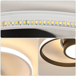 Pheashine Black White Aluminium Led Flush Mount Ceiling Light 40W Stepless Dimmable 3000 6500K Remote For Living Room, Kitchen - thumbnail 4